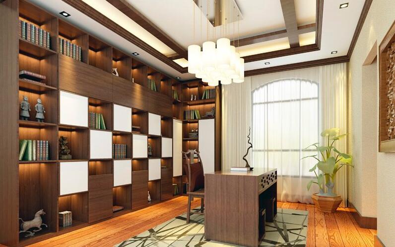 全鋁書(shū)柜-02（風(fēng)格：中式；顏色：胡桃木暖白）